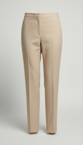 Champagne Beige Tailored Crepe Trousers